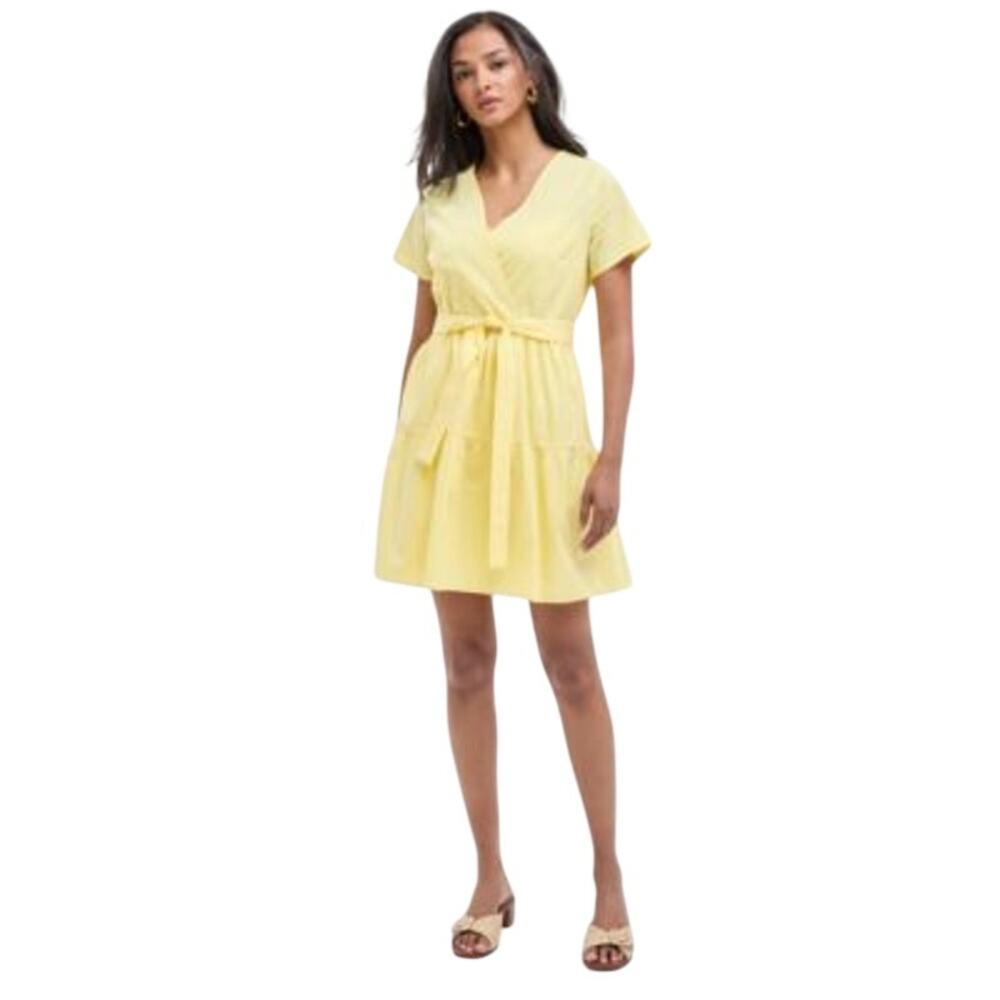 HUGO BOSS Women's Cotton Short-Sleeve Fit & Flare Dress in Yellow